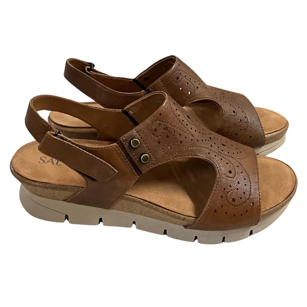Salvia Bowen Cognac Leather Sandal, New in Box, EU Size 41